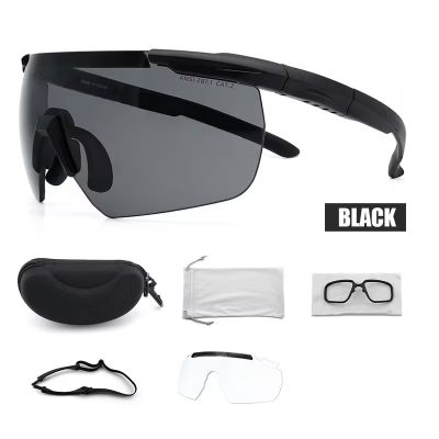 Ochelari tactici cu lentile schimbabile - NEGRII (LENTILE negre, galbene si transparente) lentila 2.2mm grosime !